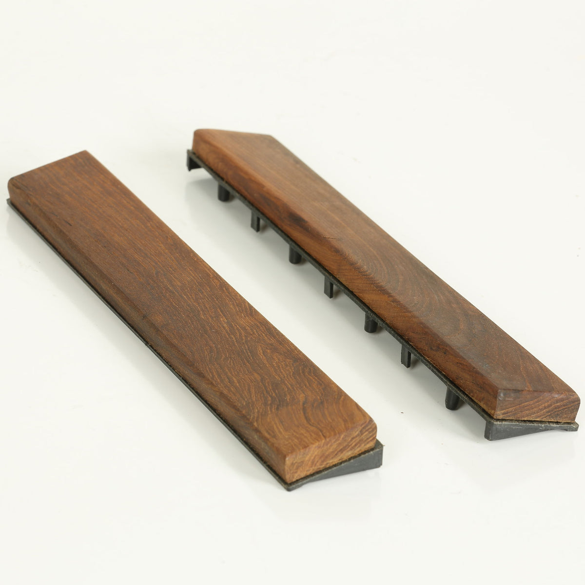 Bare Decor EZ-Floor End Trim Piece Interlocking Flooring in Solid Teak Wood (Set of 2)