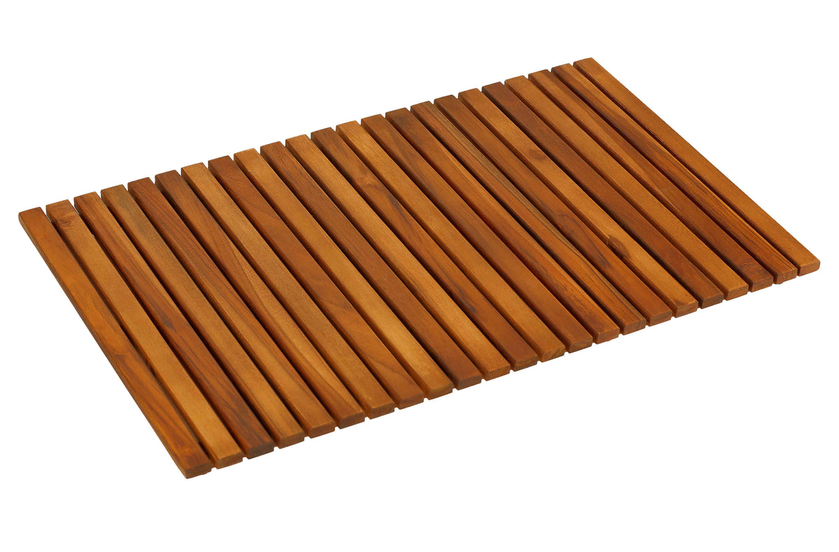 Bare Decor Nori Shower, Spa, Door Mat in Solid Teak Wood and Oiled Finish, Large: 31.5&quot; x 19.5&quot;