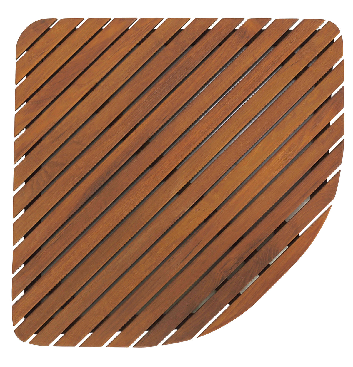 Bare Decor Dania Corner Shower Spa Mat in Solid Teak Wood and Oiled Finish, 24&quot; x 24&quot;