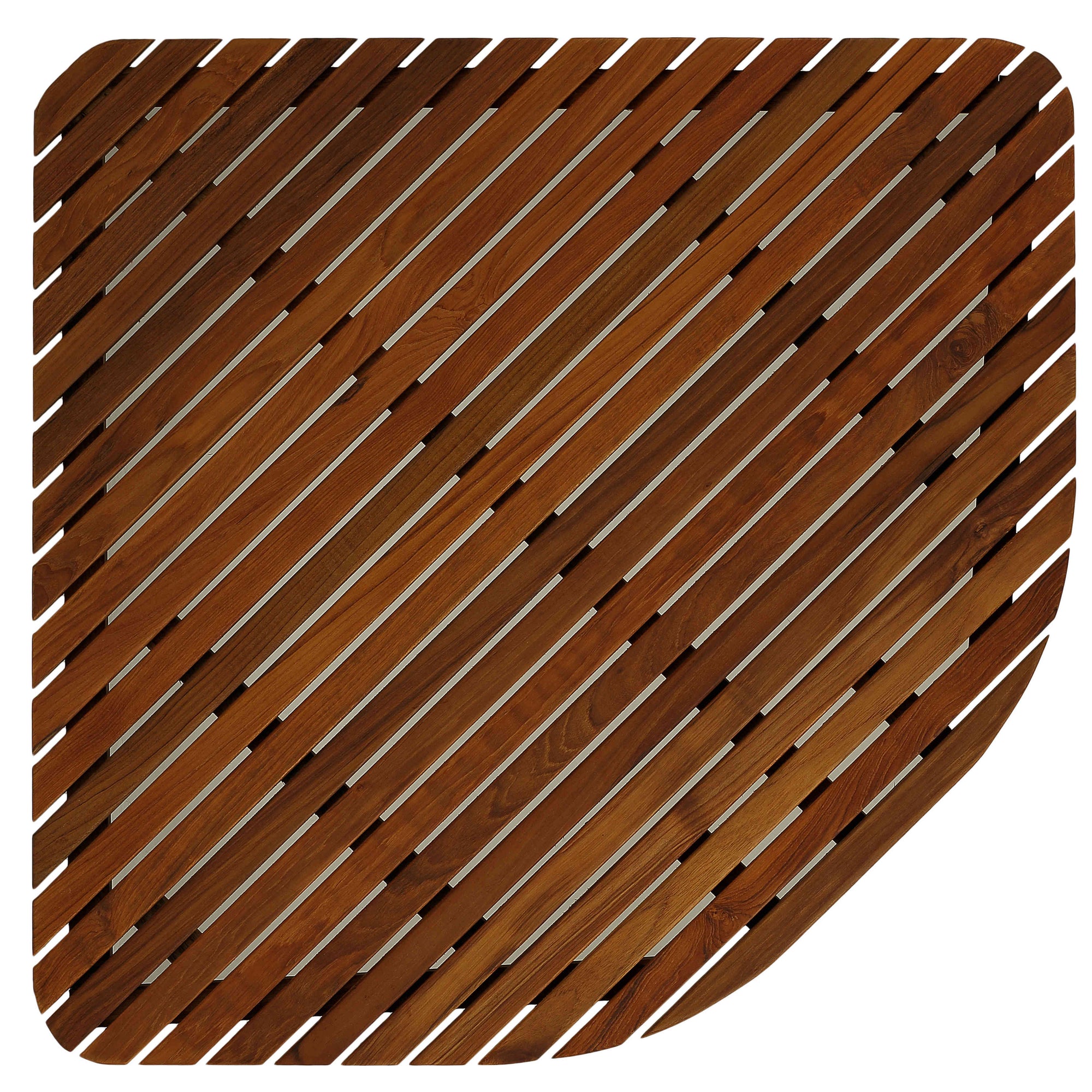 Bare Decor Erika Corner Shower Spa Mat in Solid Teak Wood and Oiled Finish, X-Large, 30" x 30"