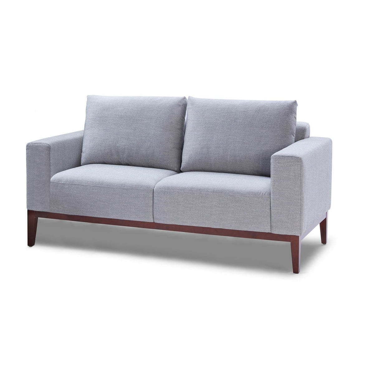 Cortesi Home Roma Loveseat in Soft Grey Fabric with Wood Legs, 64&quot;