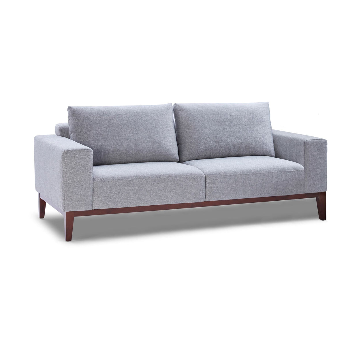 Cortesi Home Roma Sofa in Soft Grey Fabric with Wood Legs, 80&quot;