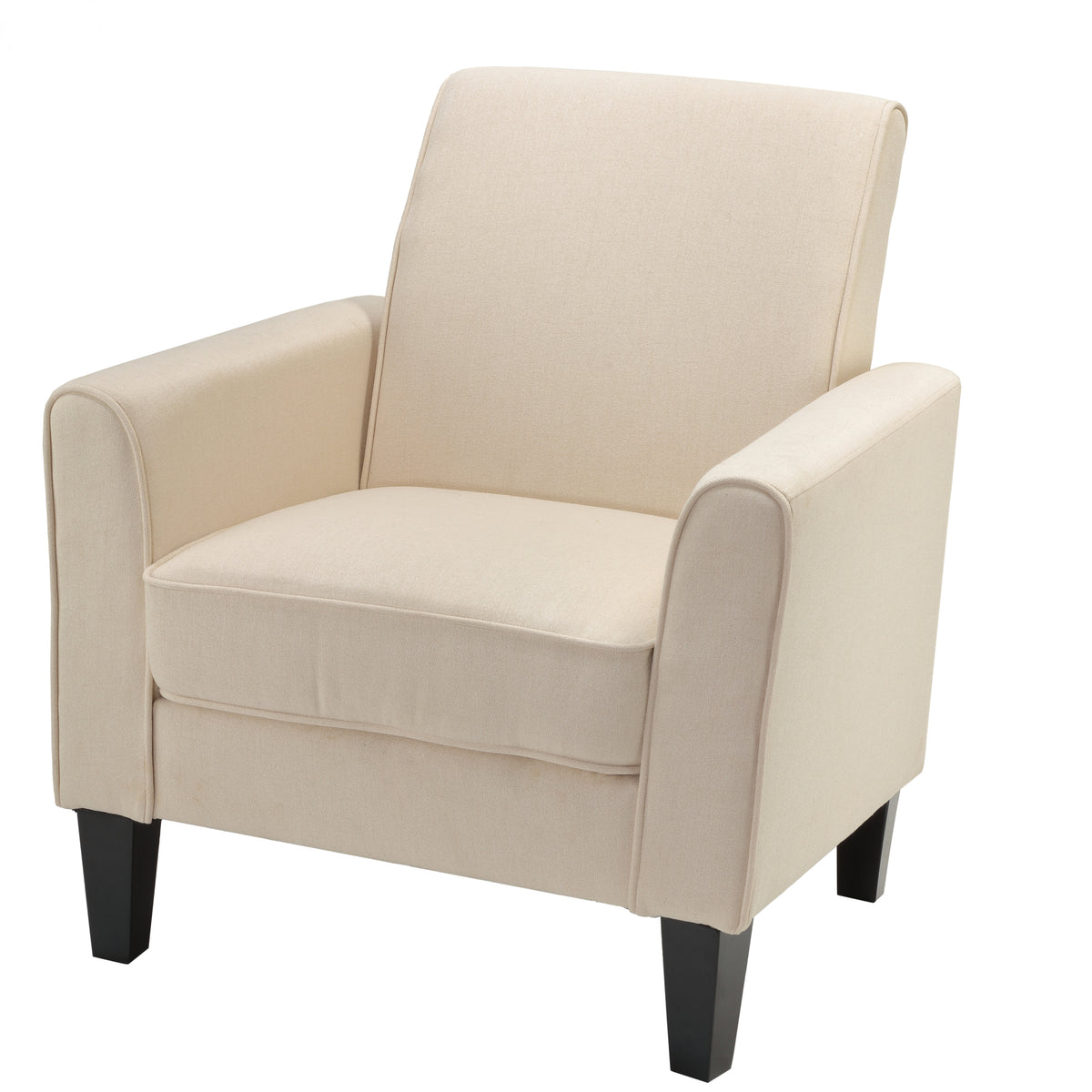 Cortesi Home Tali Arm Accent Chair, Solid Beige Linen Fabric