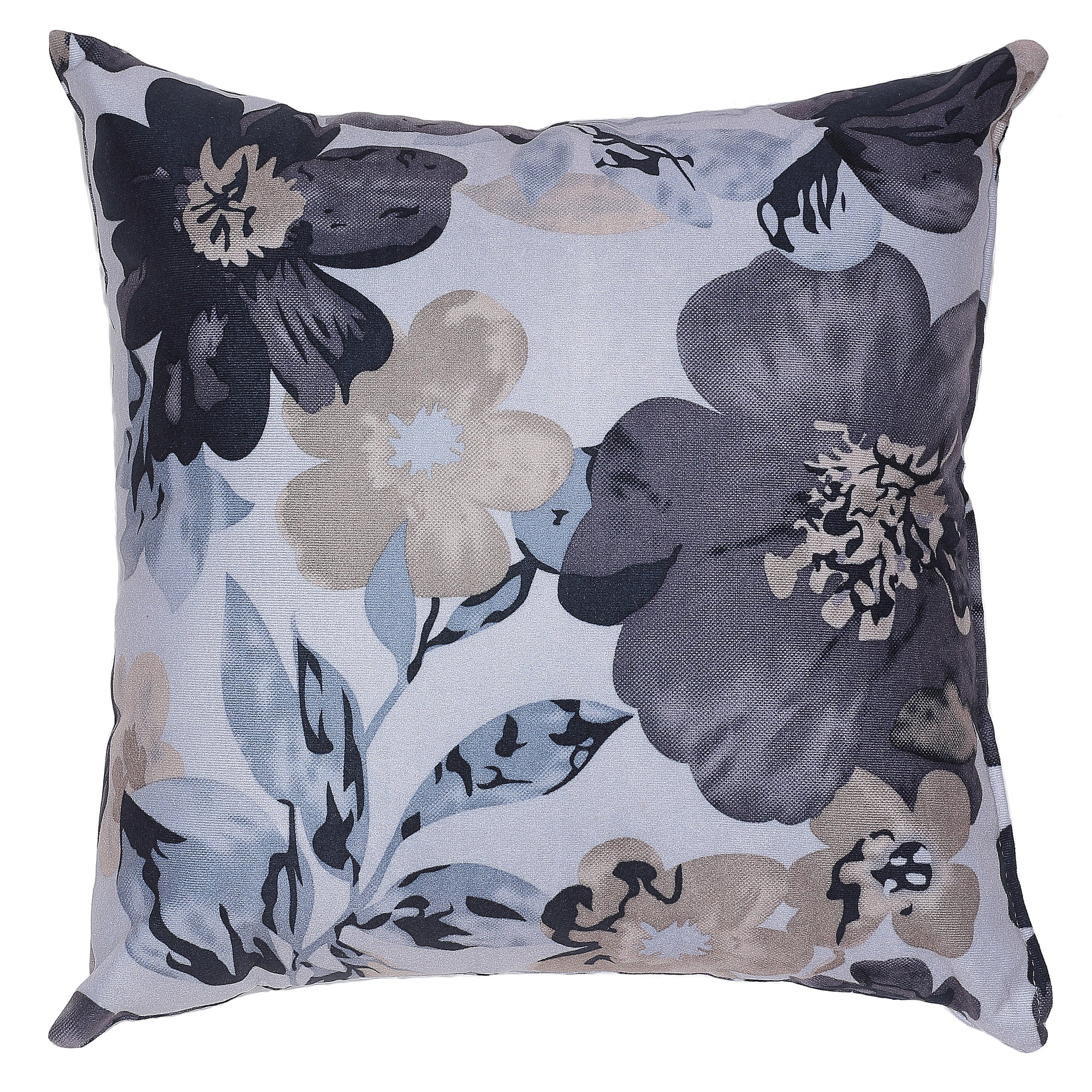 Cortesi Home Oppy Decorative Square Accent Pillow, Blue Flower Print 16x16
