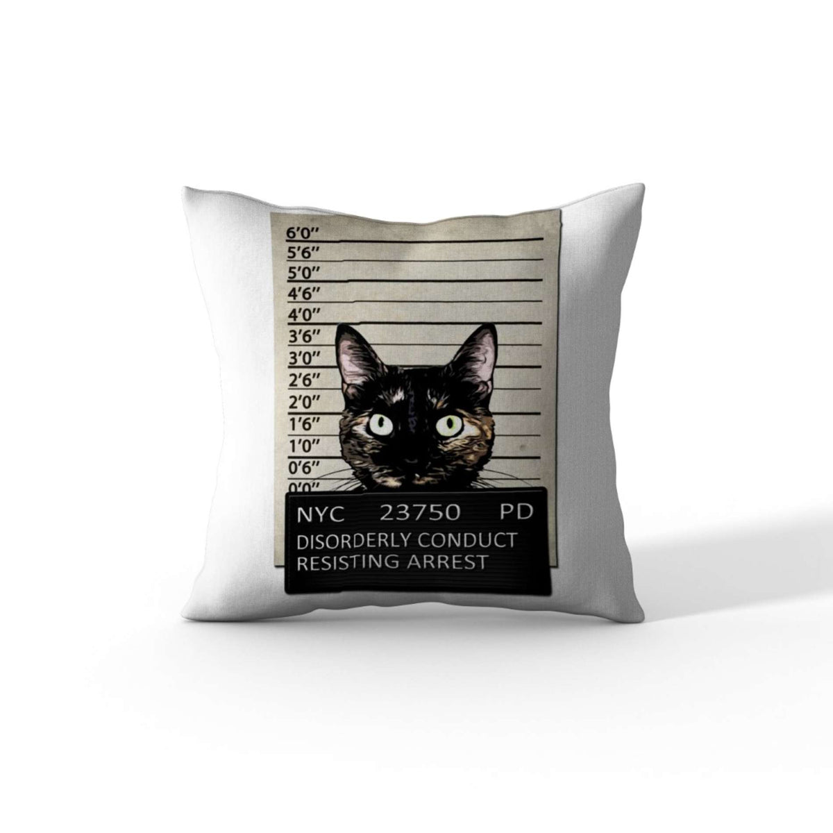 Cortesi Home &#39;Kitty Mugshot&#39; by Nicklas Gustafsson, Decorative Soft Velvet Square 18&quot;x18&quot; Accent Throw Pillow with Insert