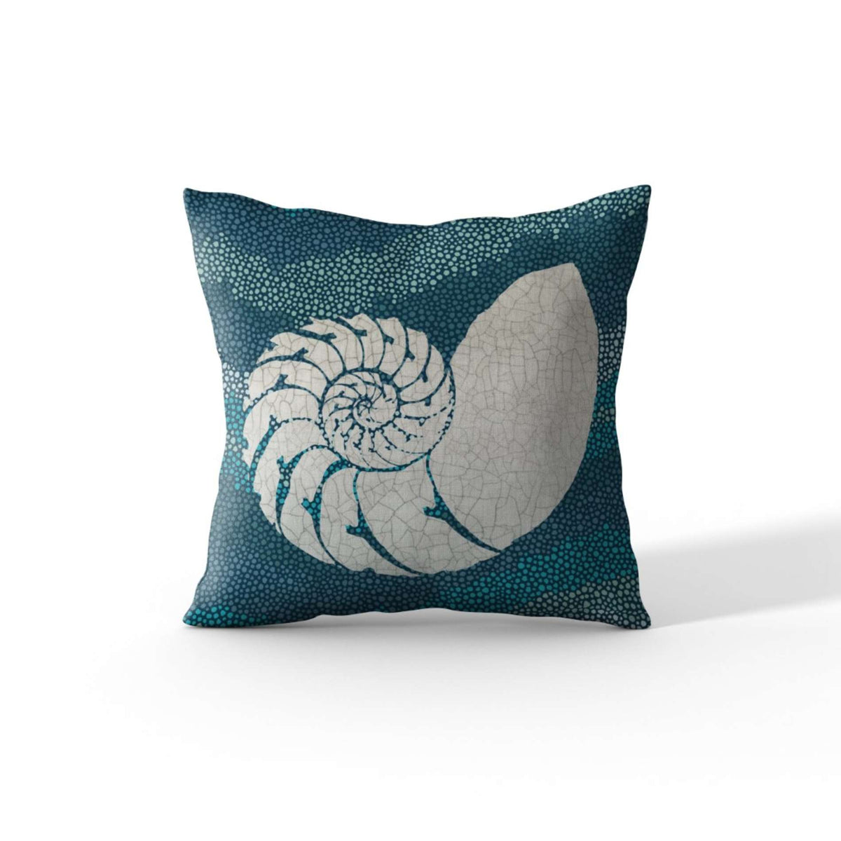 Cortesi Home &#39;Sea Glass III&#39; Decorative Soft Velvet, Square 18&quot;x18&quot; Accent Throw Pillow with Insert, Blue Seashell
