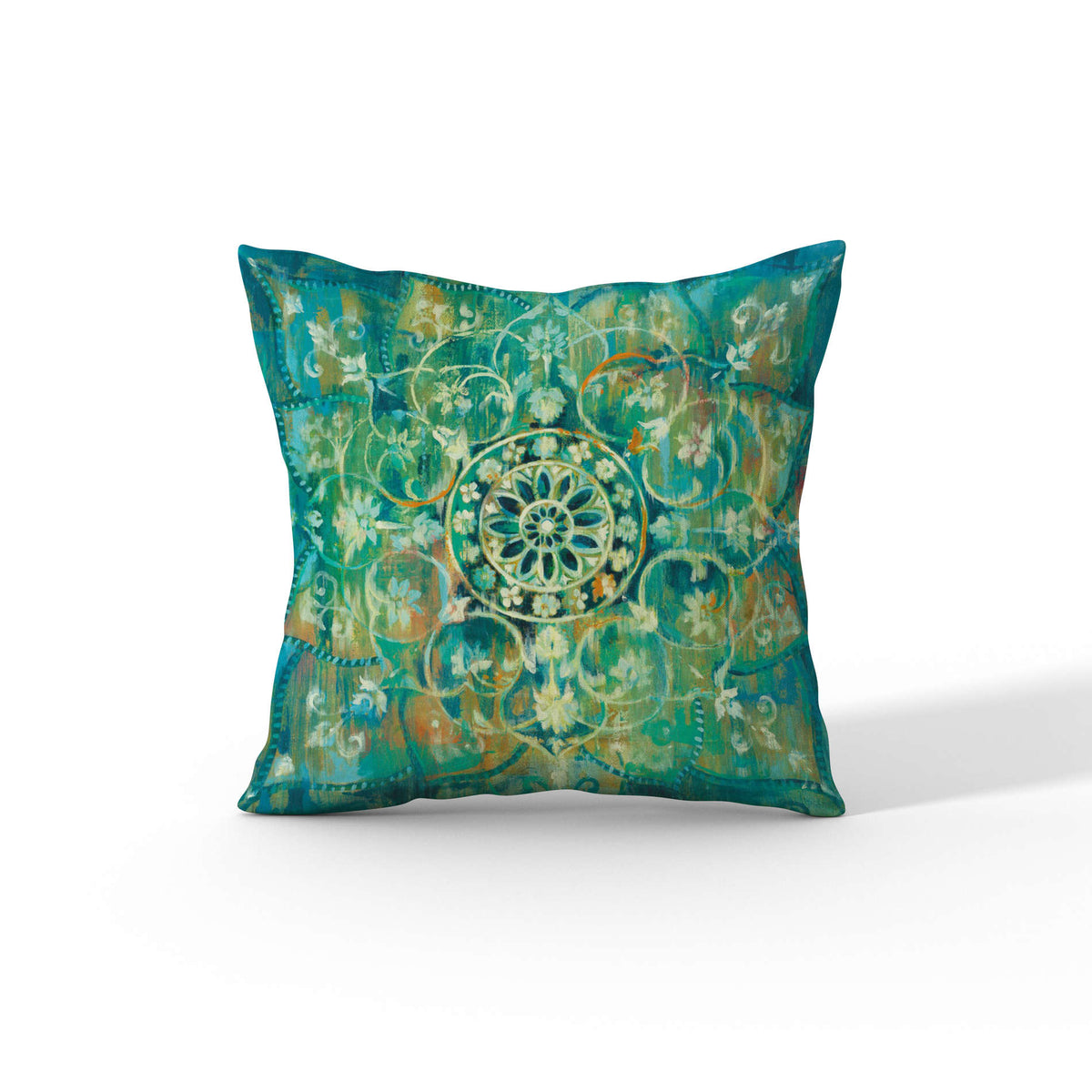 Cortesi Home &#39;Mandala in Blue&#39; by Danhui Nai, Decorative Soft Velvet Square 18&quot;x18&quot; Accent Throw Pillow with Insert