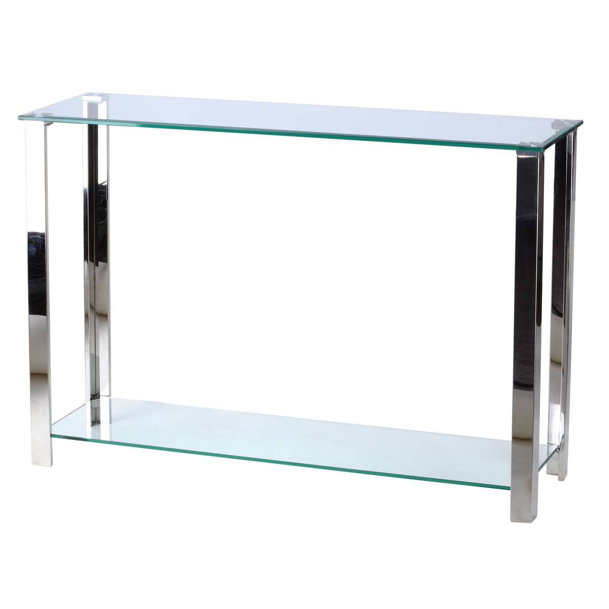 Cortesi Home Melissa Double Shelf Glass Console Table, 43&quot;