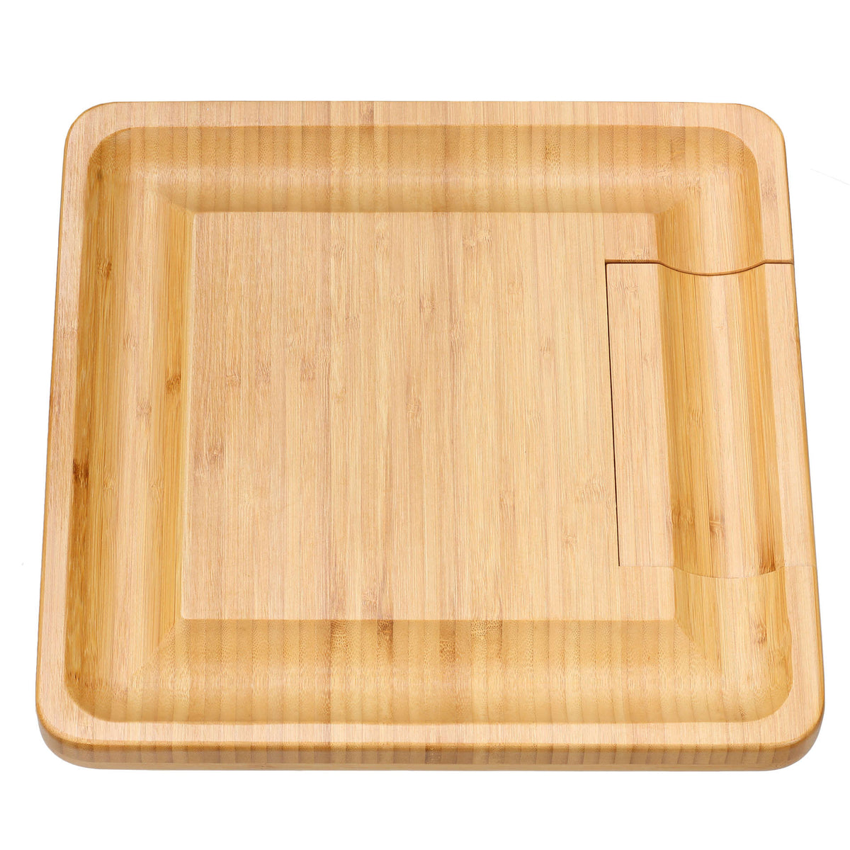 Cortesi Home Handi Natural Bamboo Cheese Serving Board Table Set with 4 Stainless Steel Knives