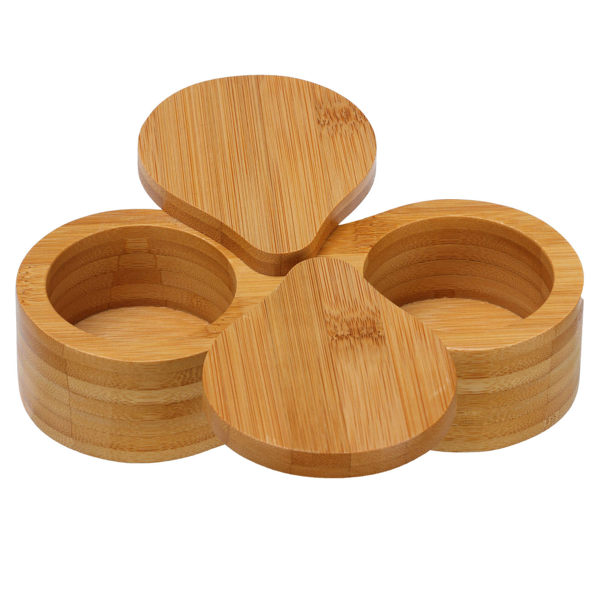 Cortesi Home Carol Natural Bamboo Salt and Pepper Herbs and Spice Box with Rotating Top