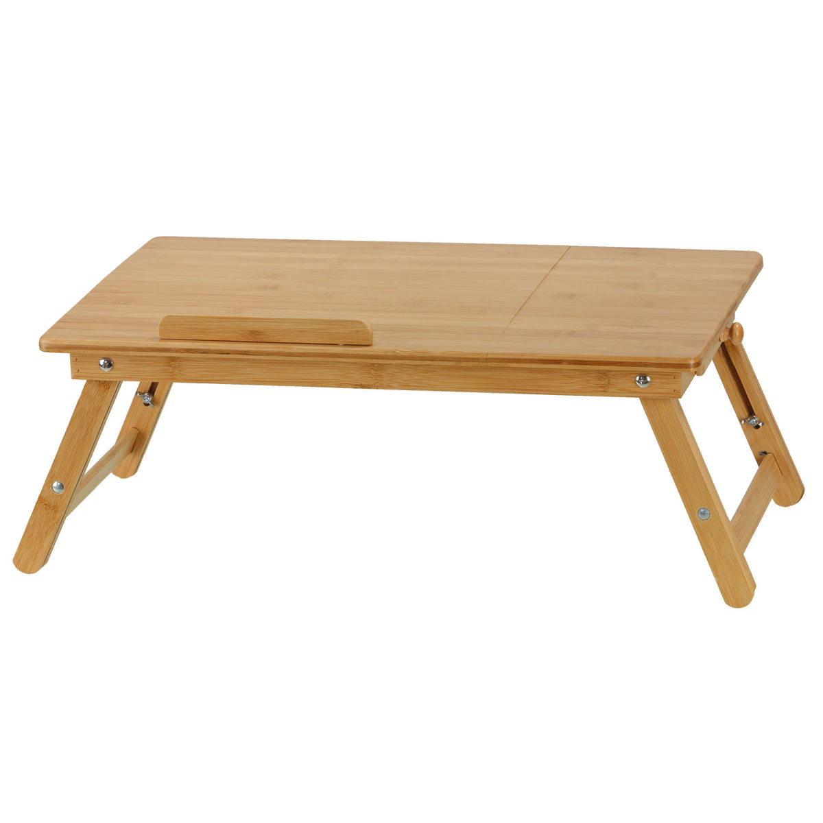 Cortesi Home Terri Natural Bamboo Laptop Desk Serving Tray Table with Tilt Top and Drawer, 28x14