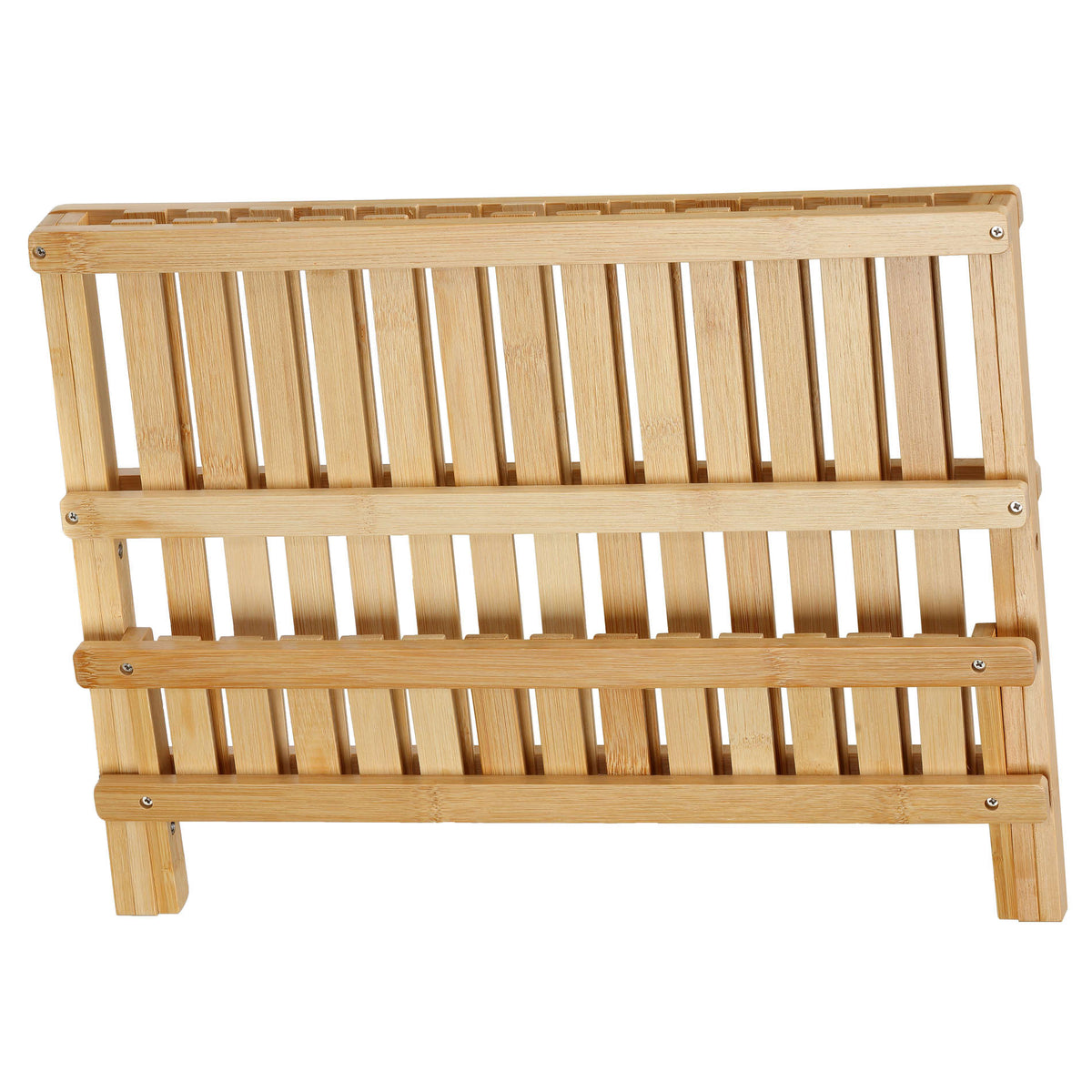 Cortesi Home Rella Natural Bamboo Folding Dish Rack for Drying and Storage
