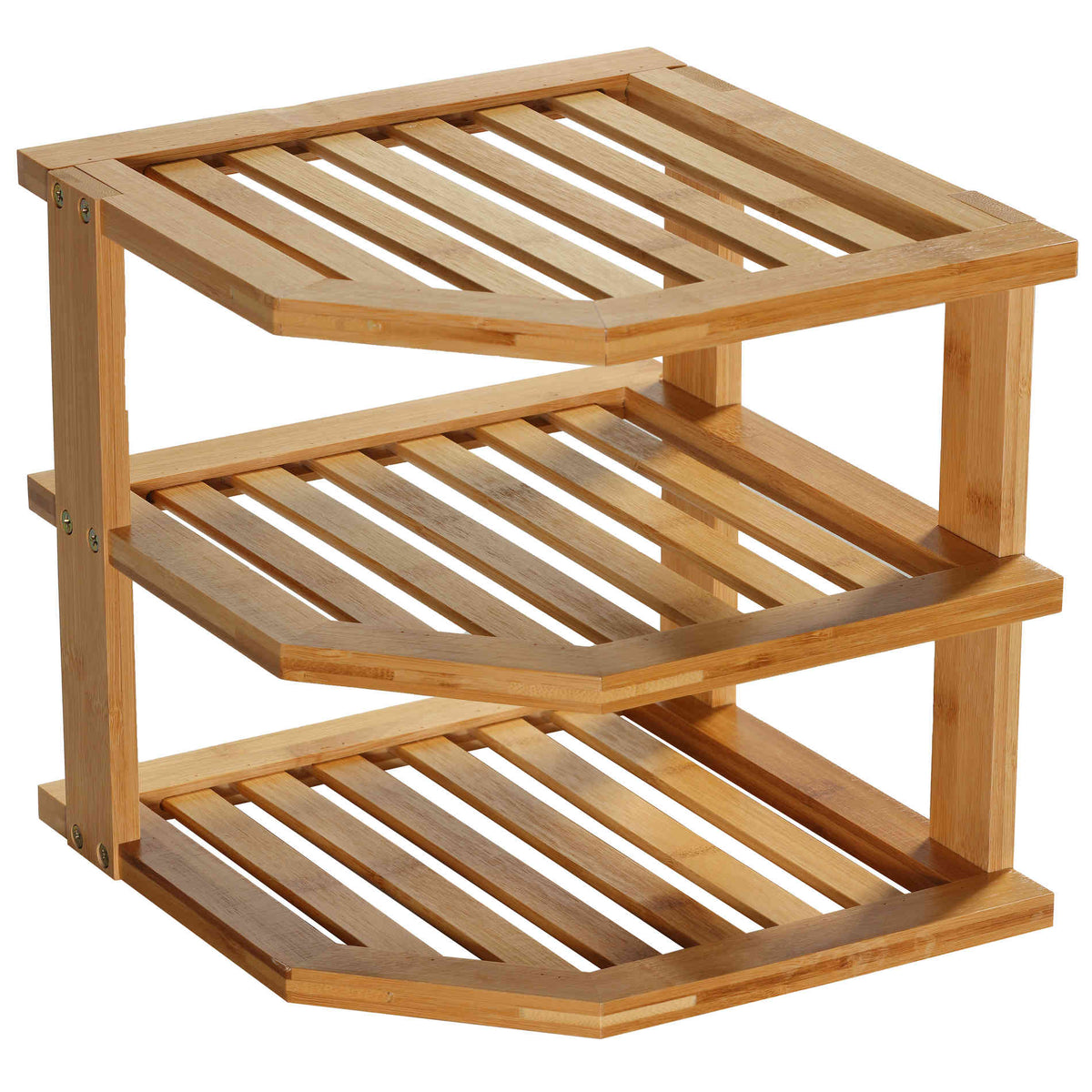 Cortesi Home Sumo Natural Bamboo 3 Tier Countertop Corner Shelf, 10&quot;x10&quot;