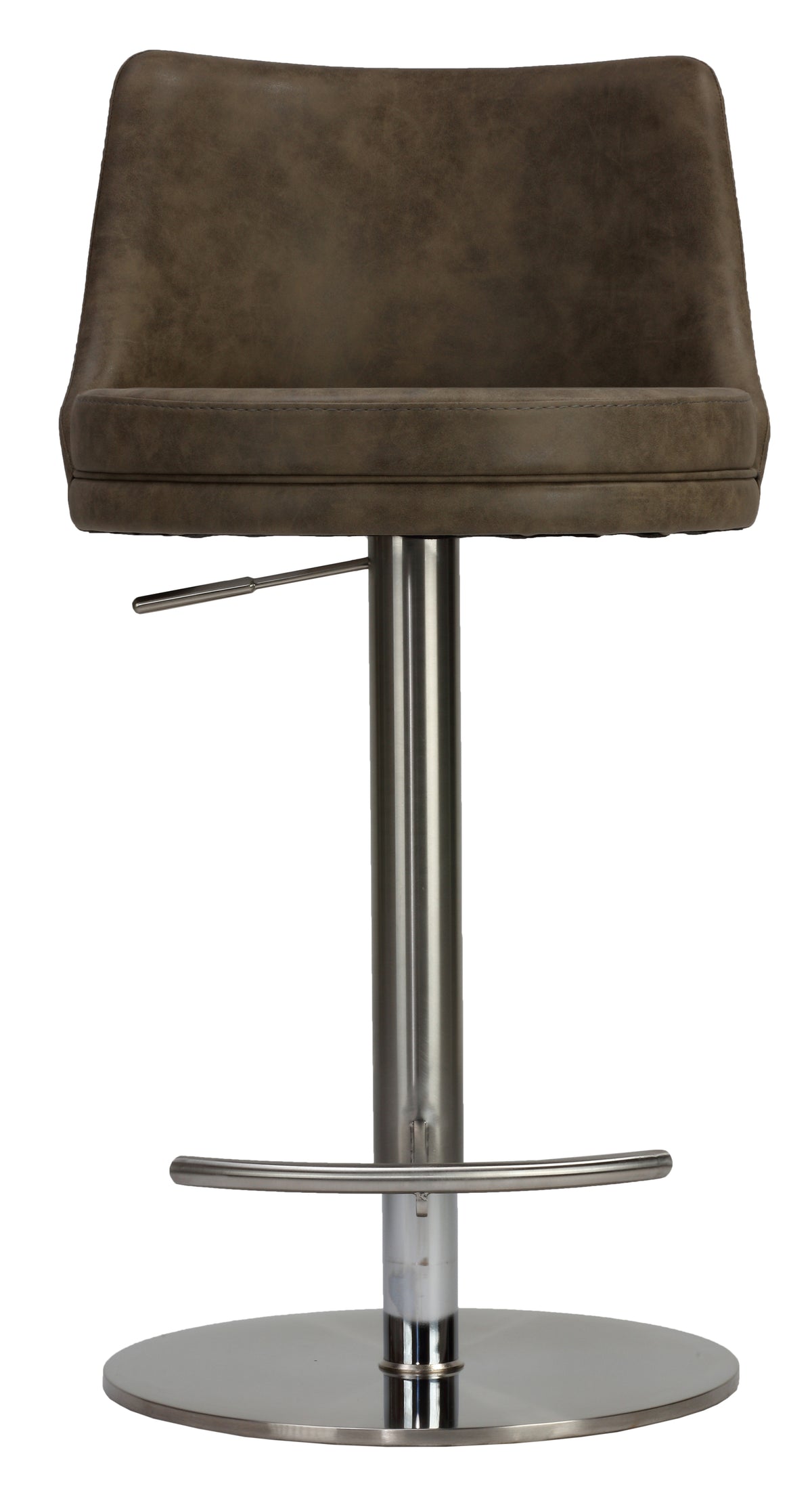 Cortesi Home Eros Adjustable Barstool in Brushed Stainless Steel with Heavy Solid Base, Retro Taupe
