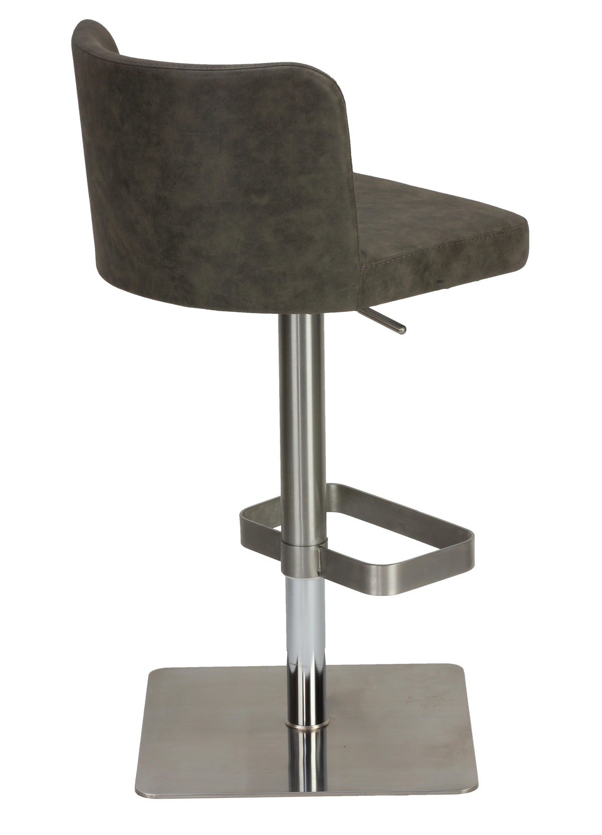 Cortesi Home Hercules Adjustable Swivel Barstool in Brushed Stainless Steel with Heavy Solid Base, Retro Grey