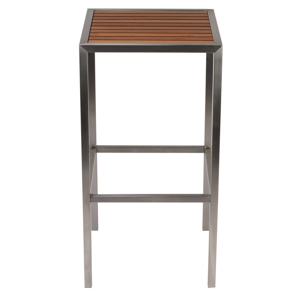 Cortesi Home Kratos Brushed Stainless Steel with Genuine Teak Top, Indoor or Outdoor Backless Barstool, 30&quot;