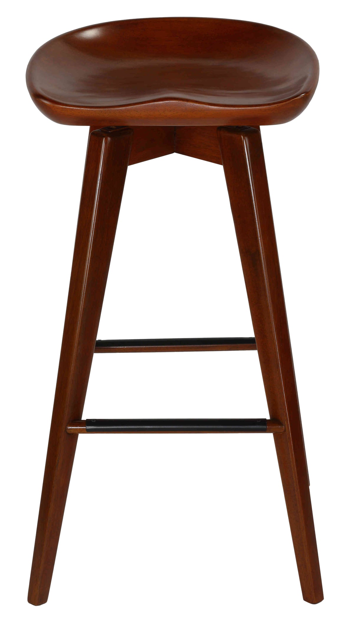 Cortesi Home Tiwi Backless Swivel Barstool in Solid Wood, 29&quot; Walnut