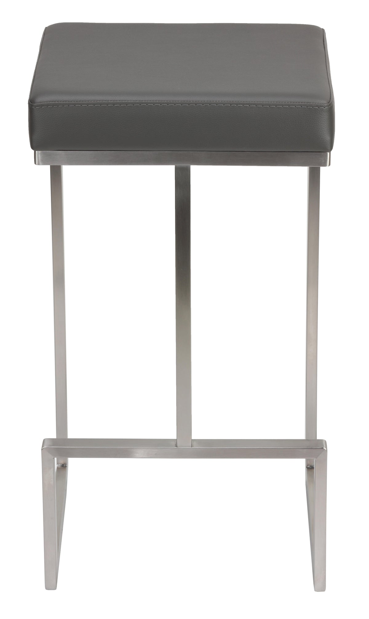 Cortesi Home Ares Counter Height Stools in Brushed Stainless Steel, Set of 2, Grey