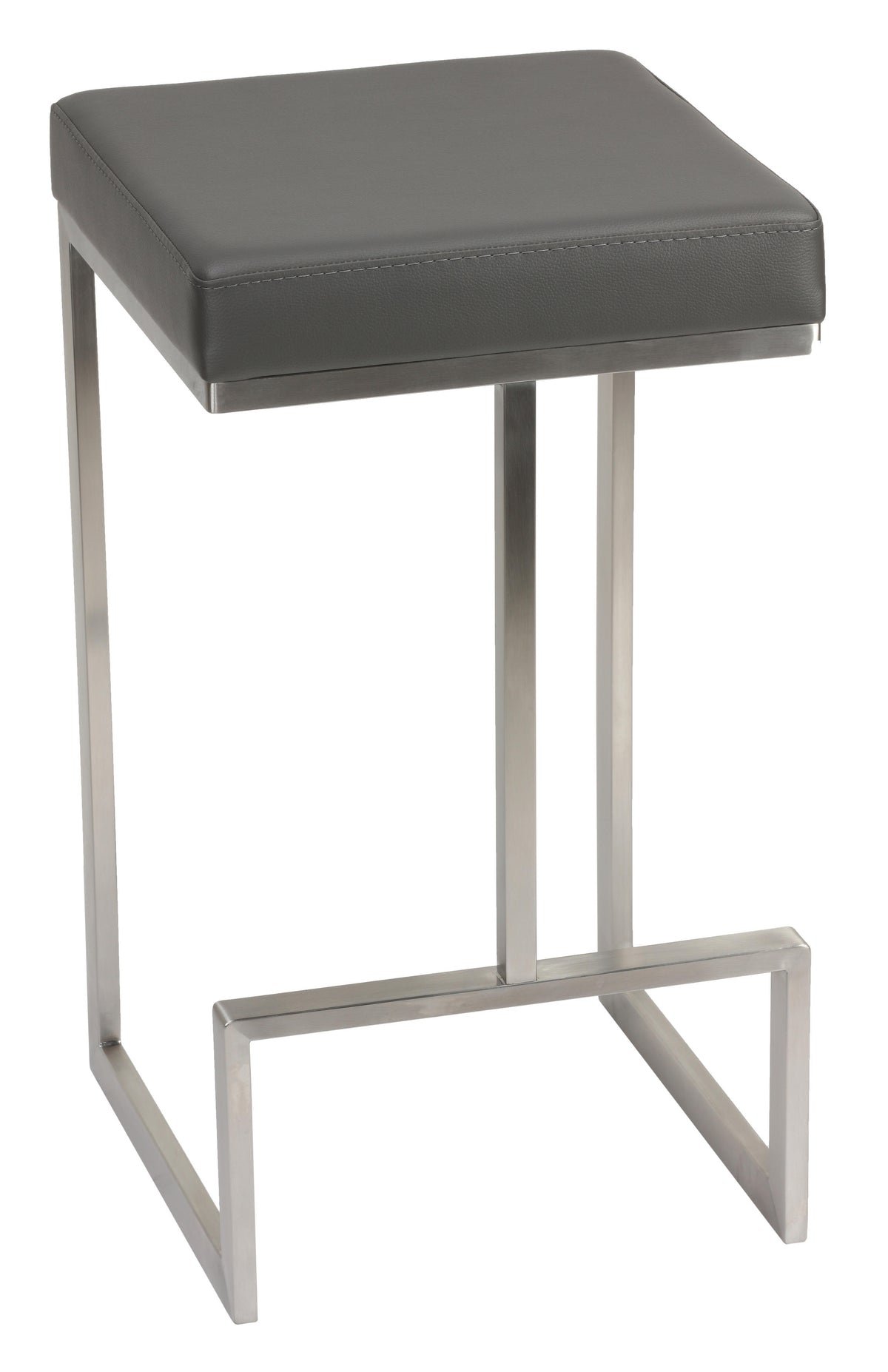 Cortesi Home Ares Counter Height Stools in Brushed Stainless Steel, Set of 2, Grey