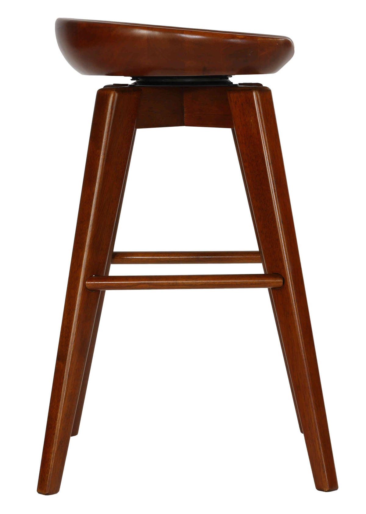 Cortesi Home Tiwi Backless Swivel Counter Stool in Solid Wood, 24&quot; Walnut