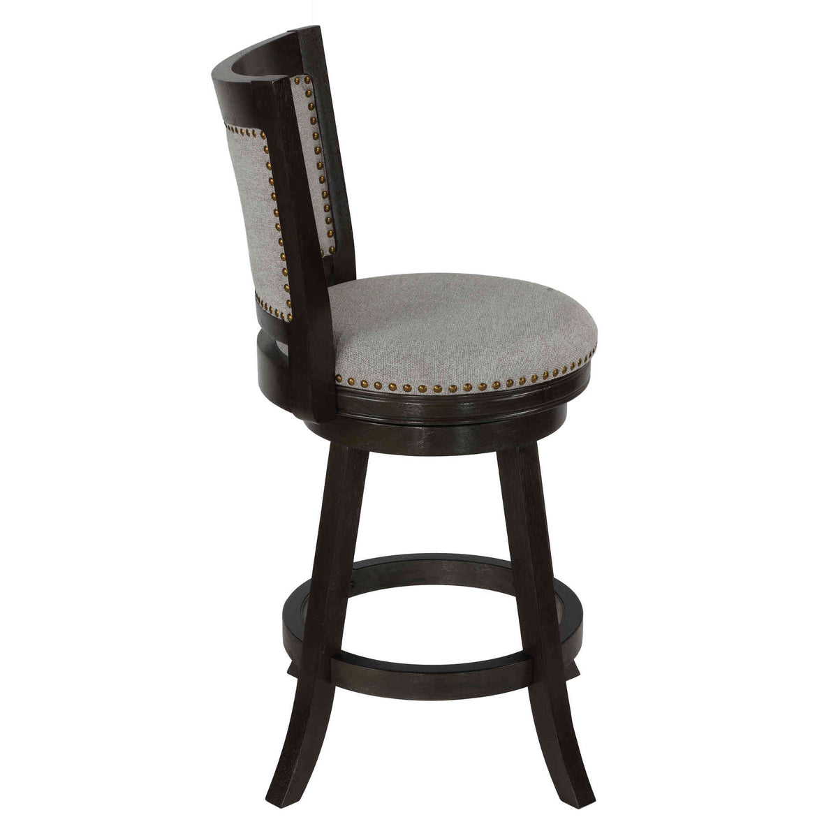 Cortesi Home Ferne Solid Wood Swivel Counter Stool, 24&quot; Gray Fabric