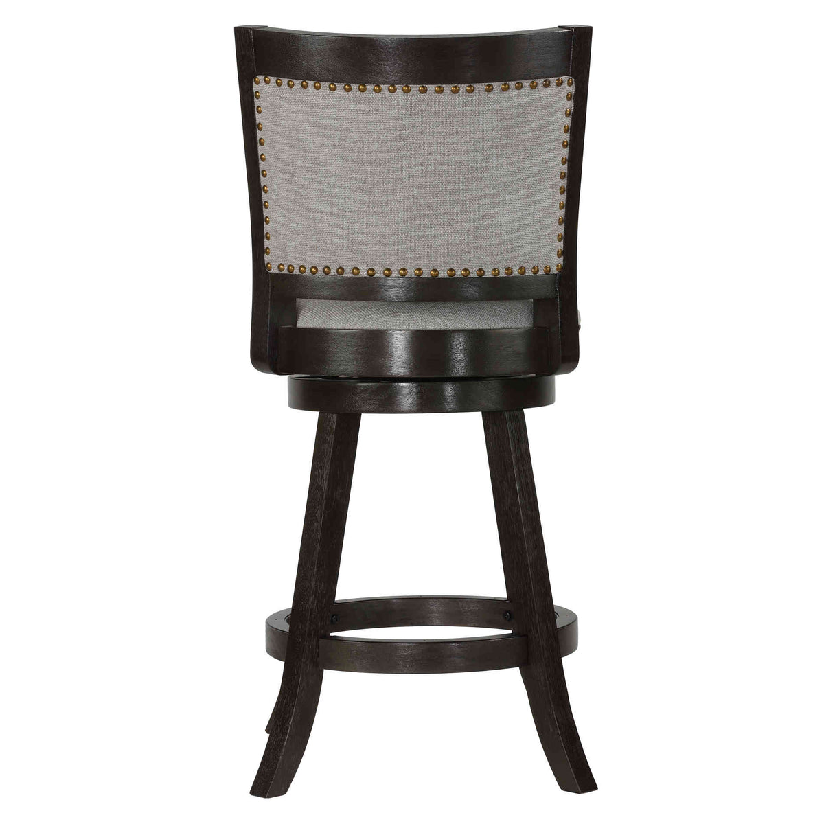 Cortesi Home Ferne Solid Wood Swivel Counter Stool, 24&quot; Gray Fabric