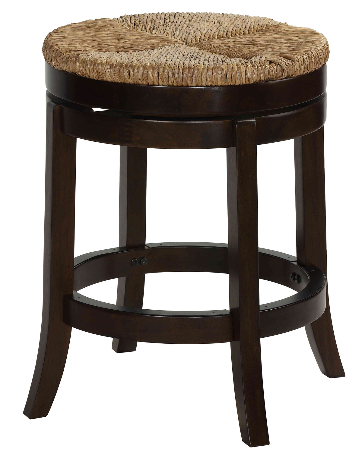Cortesi Home Hennepin Solid Wood Backless Round Swivel Counter Stool, 24&quot; Straw Seat