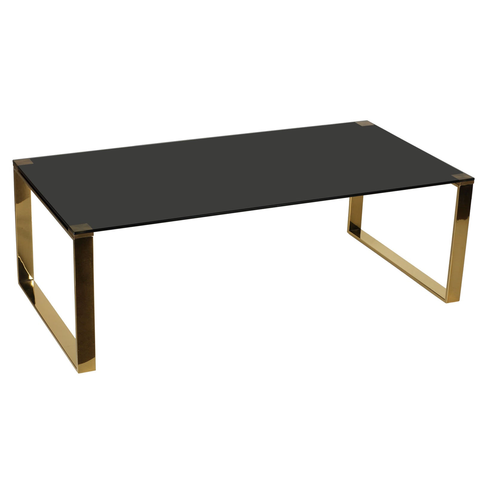 Cortesi Home Remini Coffee Table, Gold Metal and Black Glass