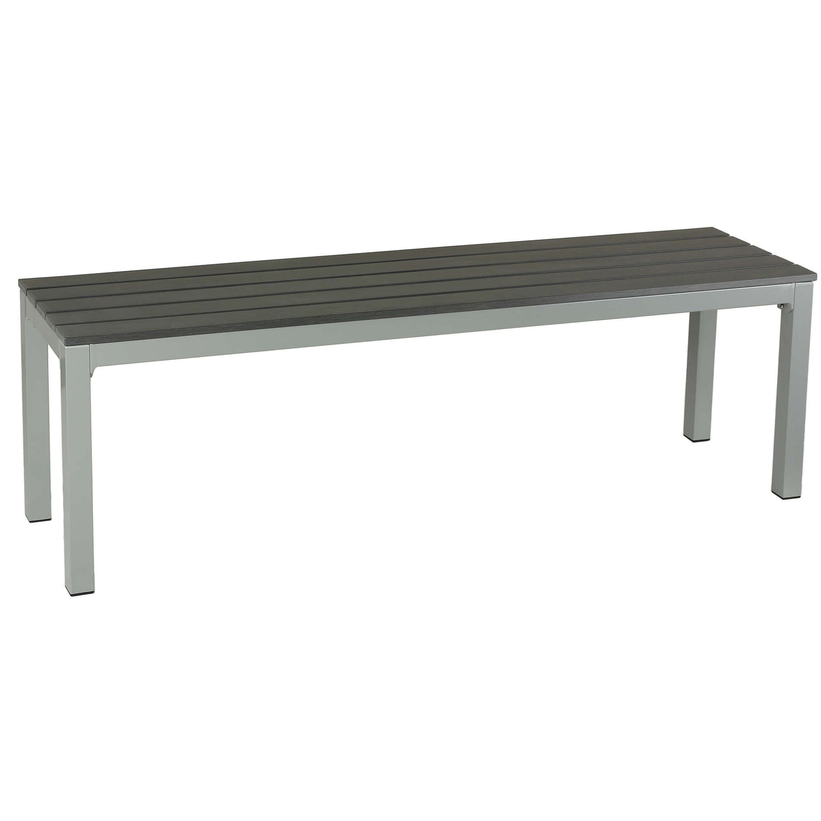 Cortesi Home Jaxon Large Aluminum Outdoor Bench in Poly Resin, Silver/Slate Grey
