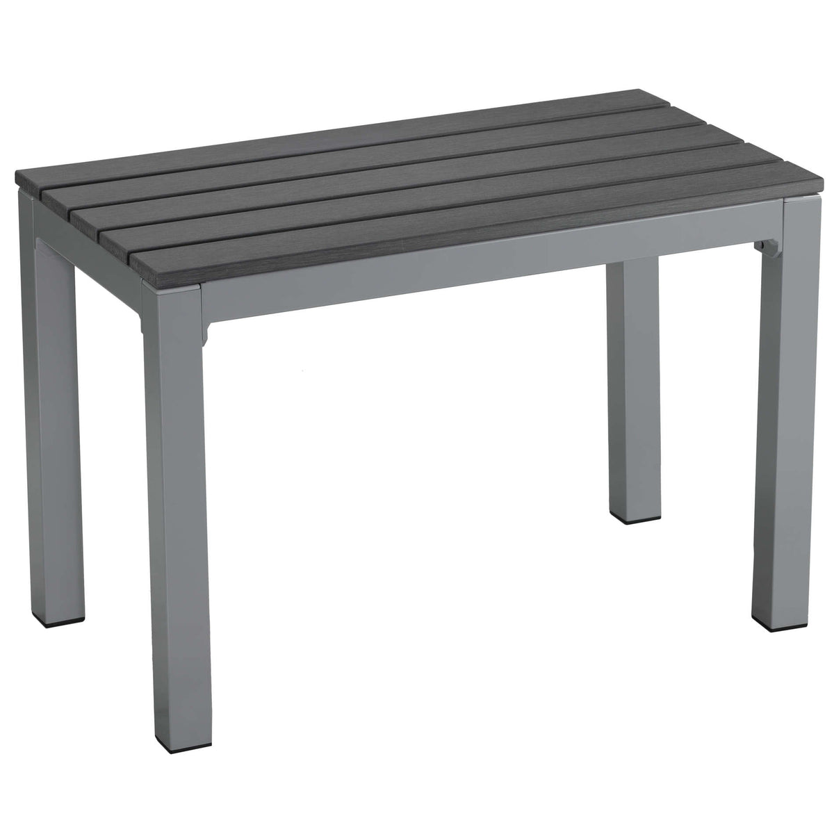 Jaxon Aluminum Outdoor Bench in Poly Resin, Silver/Slate Grey