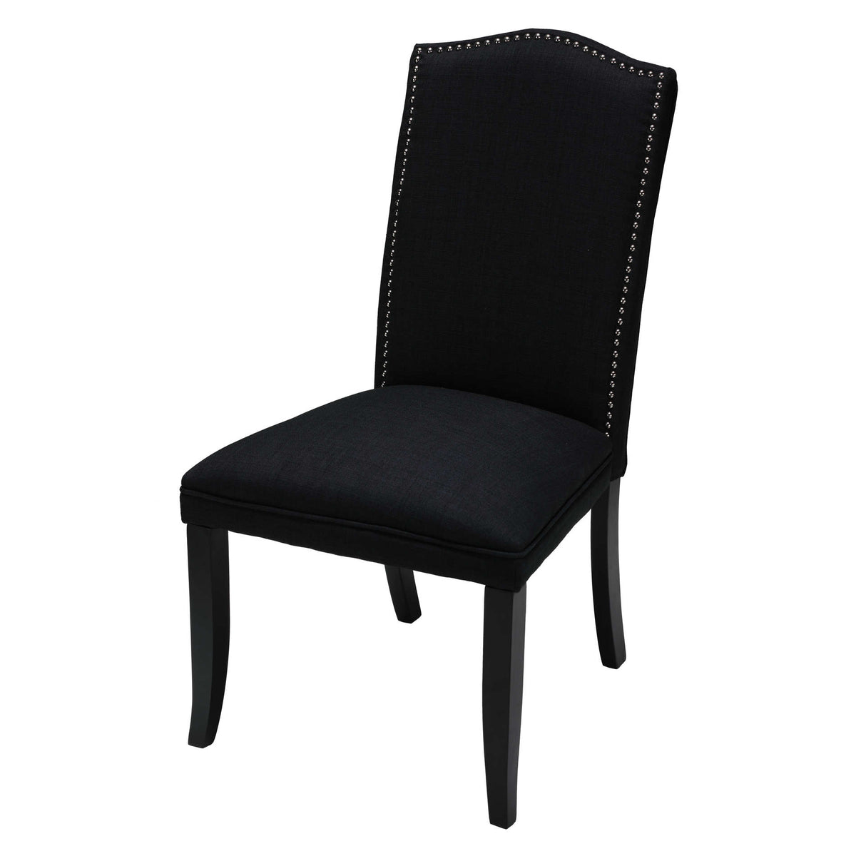 Cortesi Home Duomo Black Linen Crown Back Dining Chair (Set of 2)