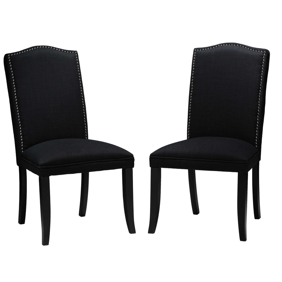 Cortesi Home Duomo Black Linen Crown Back Dining Chair (Set of 2)