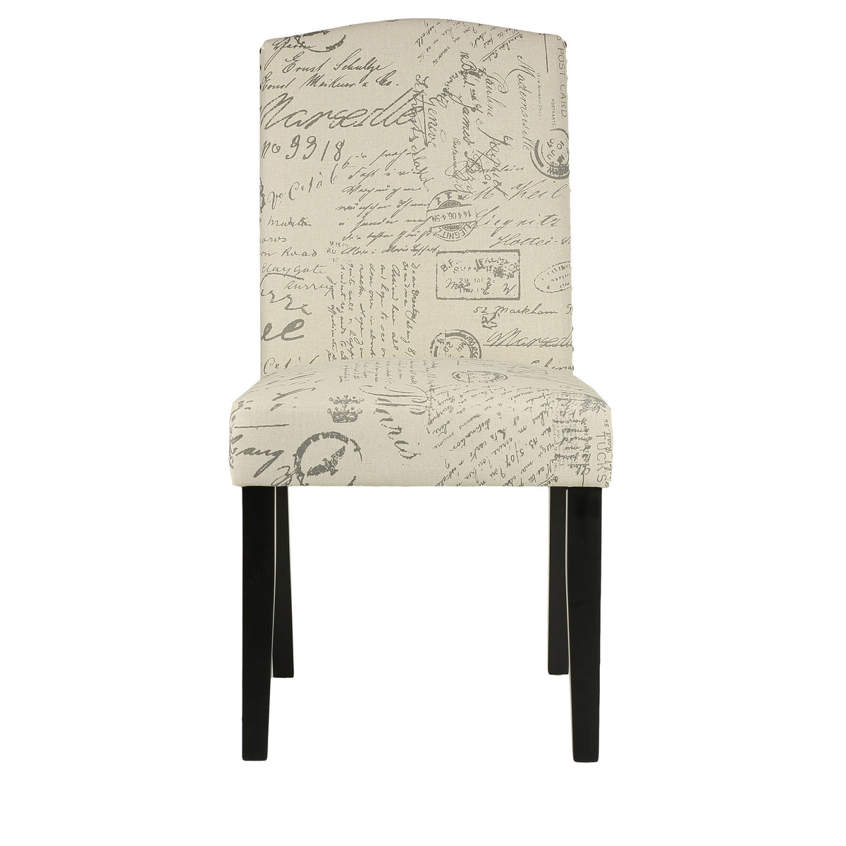 Cortesi Home Beckett Script  Dining Chair in Beige Linen (Set of 2)