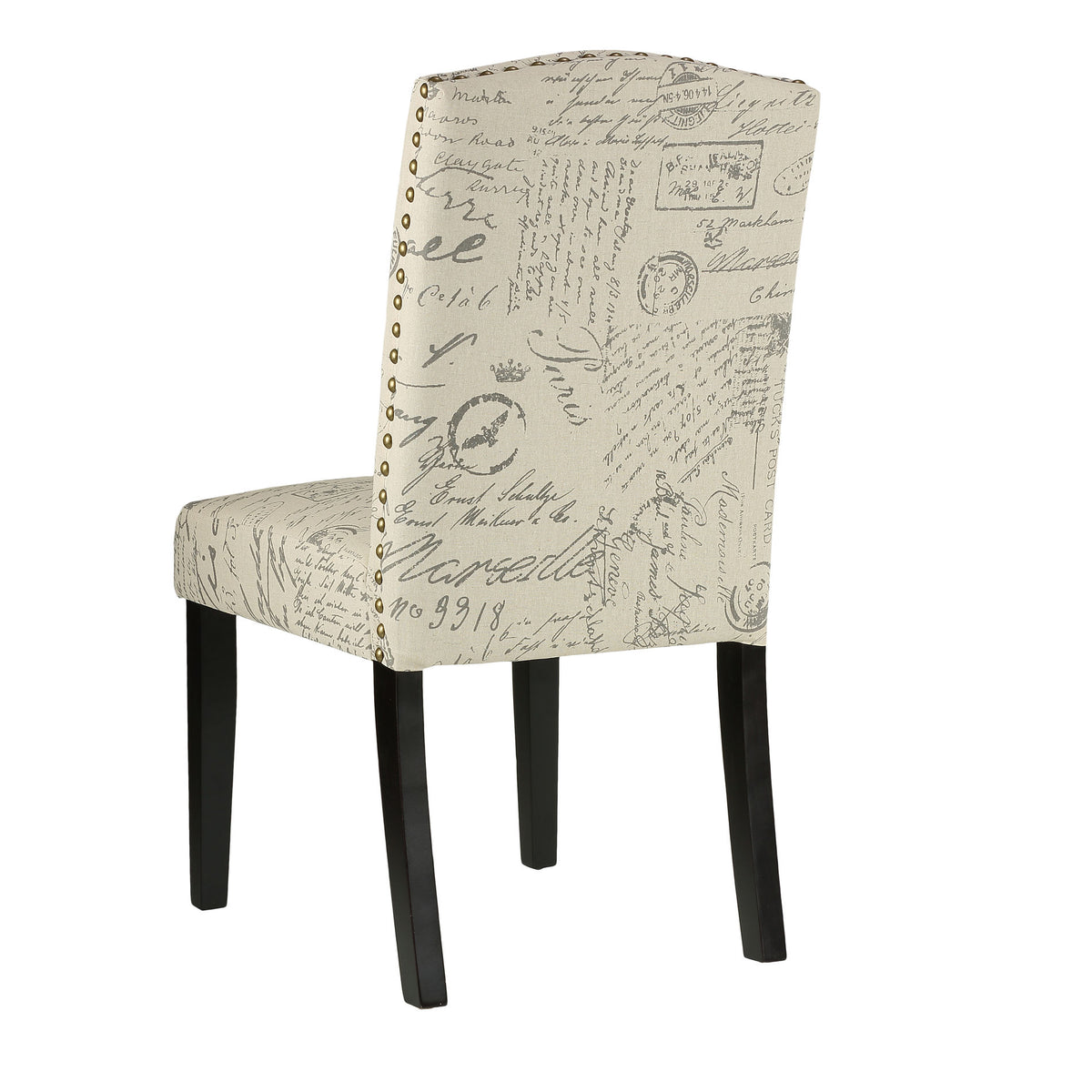 Cortesi Home Beckett Script  Dining Chair in Beige Linen (Set of 2)