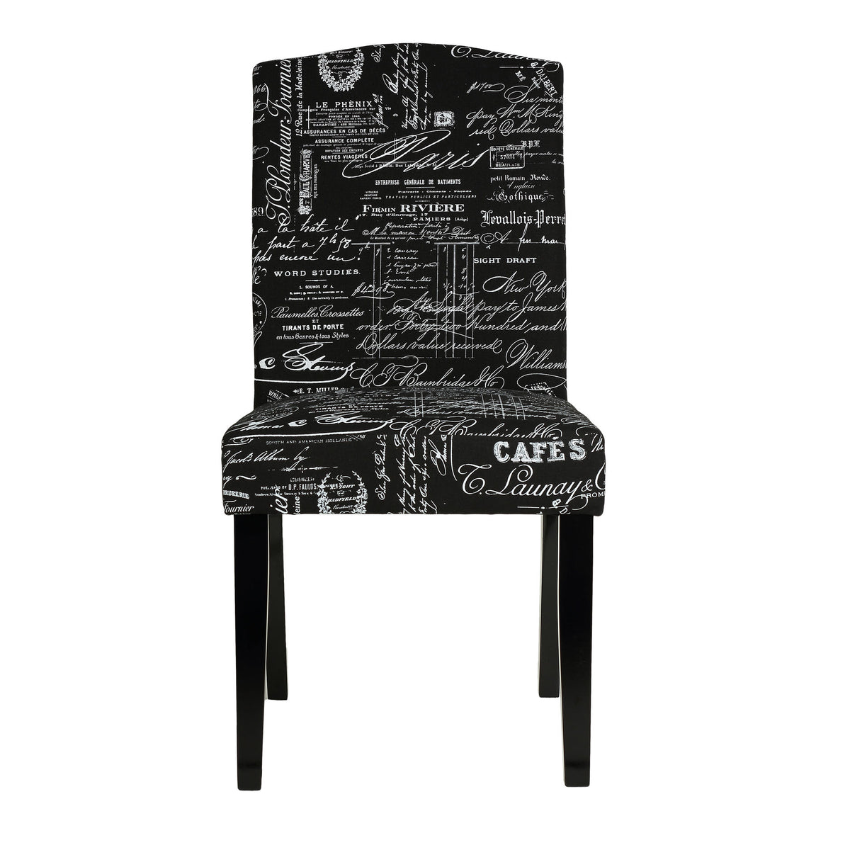 Cortesi Home Beckett Black Script Dining Chair in Linen (Set of 2)