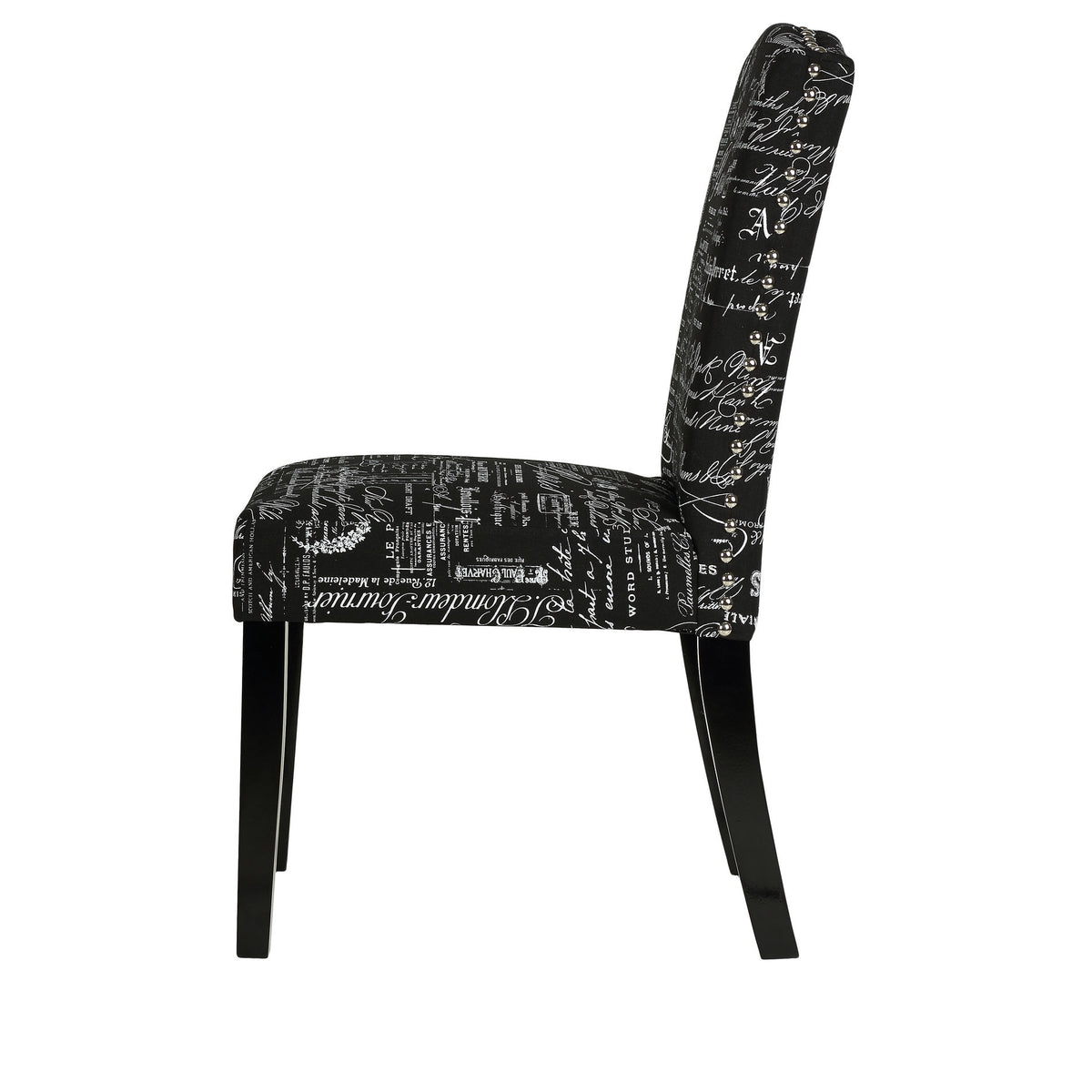 Cortesi Home Beckett Black Script Dining Chair in Linen (Set of 2)