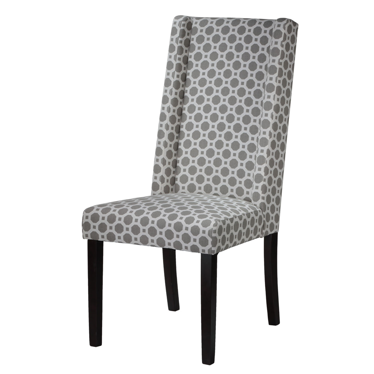 Cortesi Home Jenna Dining Chair in Grey Pattern Fabric (Set of 2)