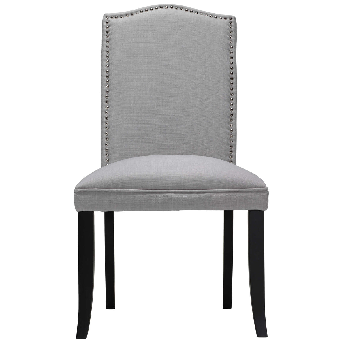 Cortesi Home Duomo Stone Grey Linen Crown Back Dining Chair (Set of 2)
