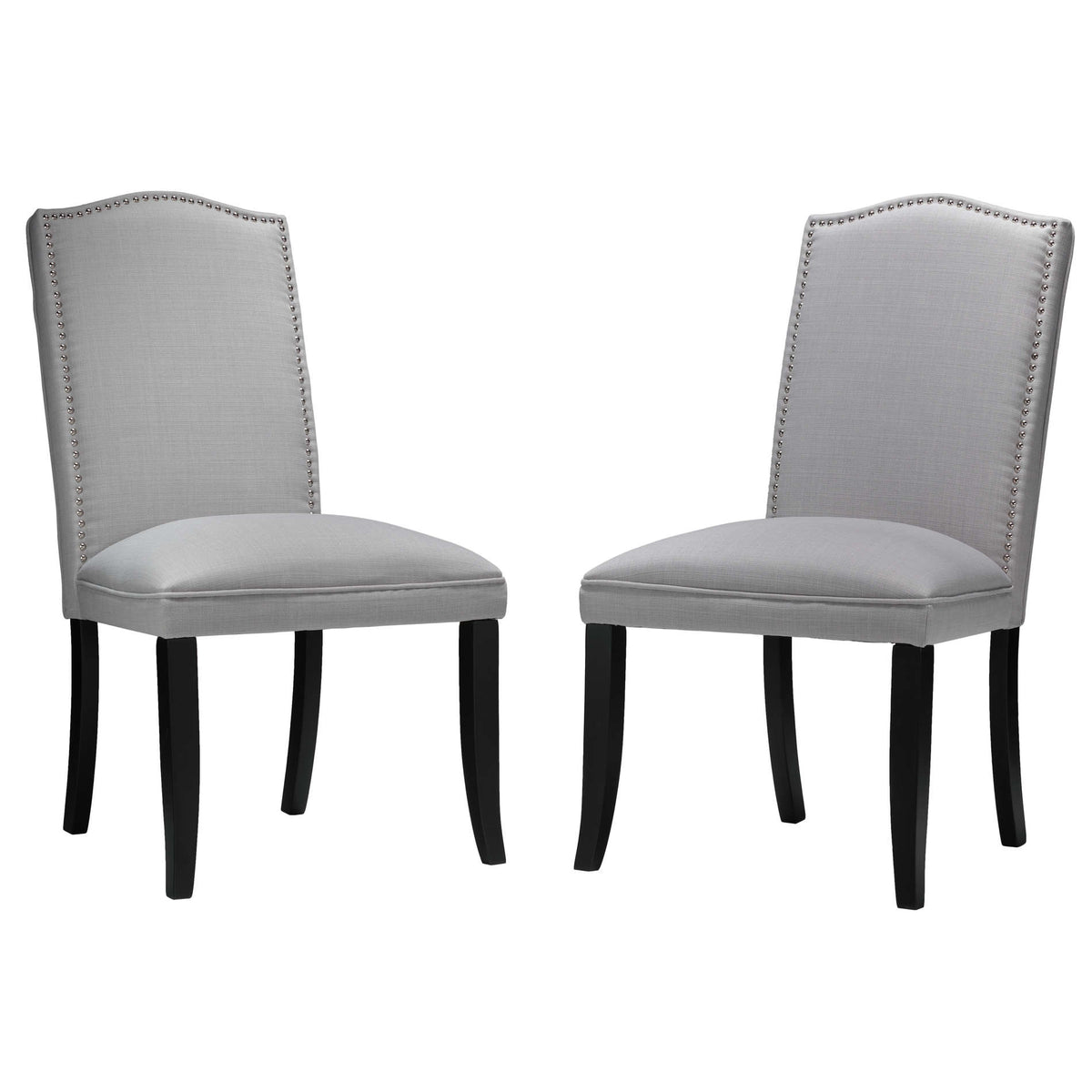 Cortesi Home Duomo Stone Grey Linen Crown Back Dining Chair (Set of 2)