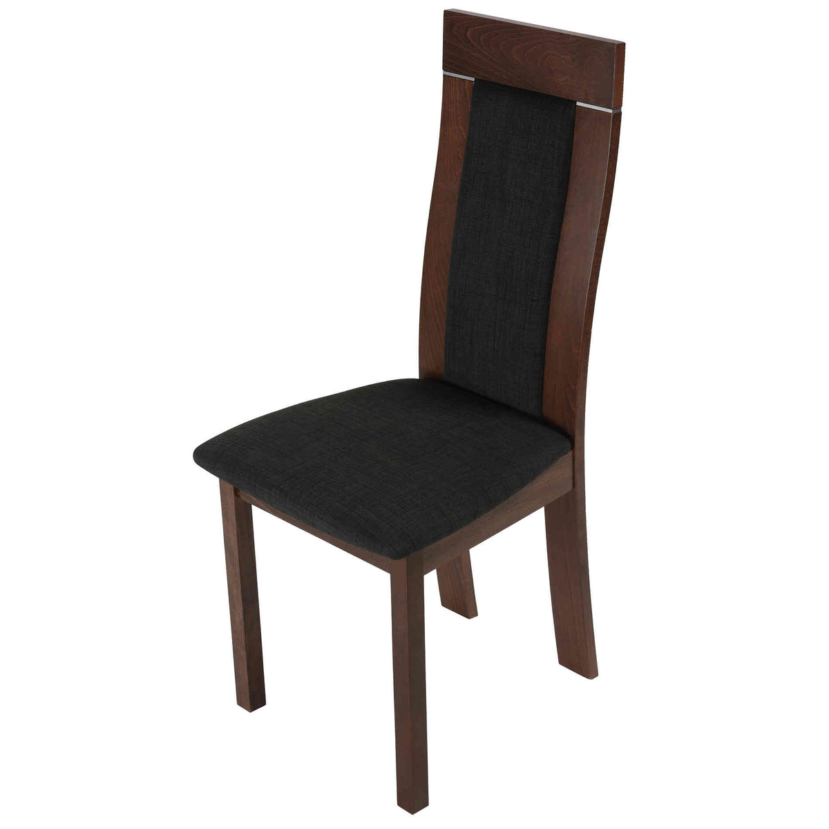 Cortesi Home Tia Dining Chair in Charcoal Fabric, Walnut Finish (Set of 2)
