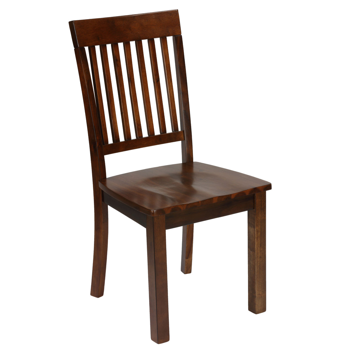 Cortesi Home Kingston Mission Style Dining Chairs in Solid Wood Walnut Finish, Set of 2