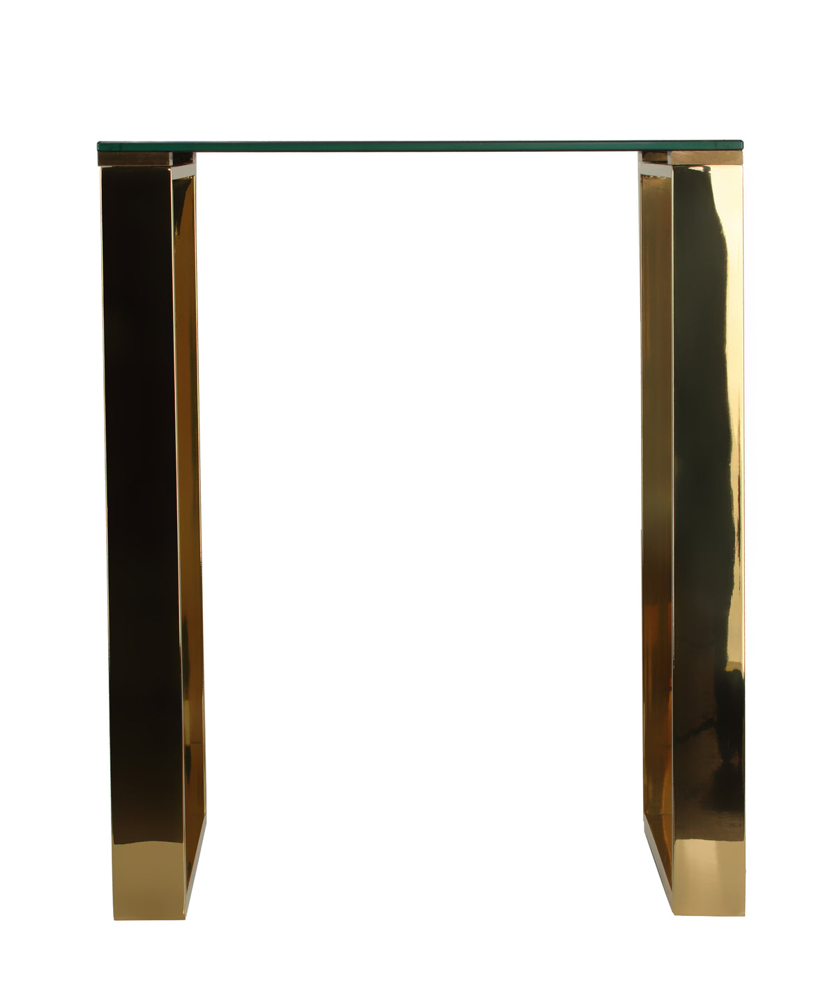 Cortesi Home Remini End Table, Gold Metal and Black Glass