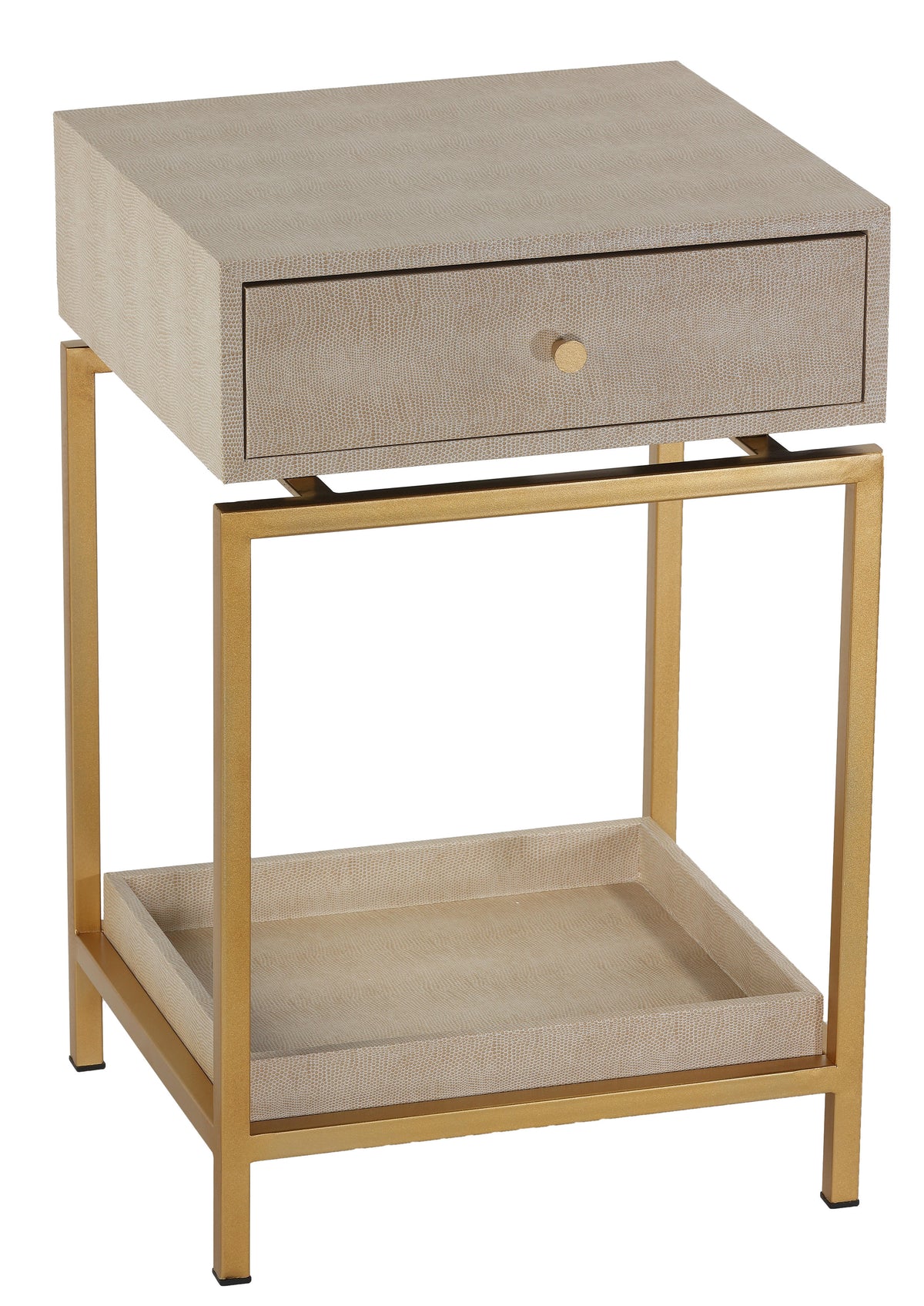 Cortesi Home Everett Nightstand End Table with Gold Metal Frame