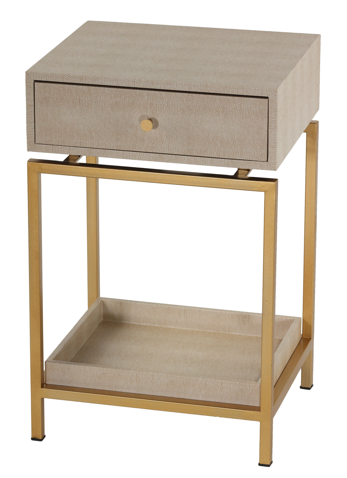 Cortesi Home Everett Nightstand End Table with Gold Metal Frame