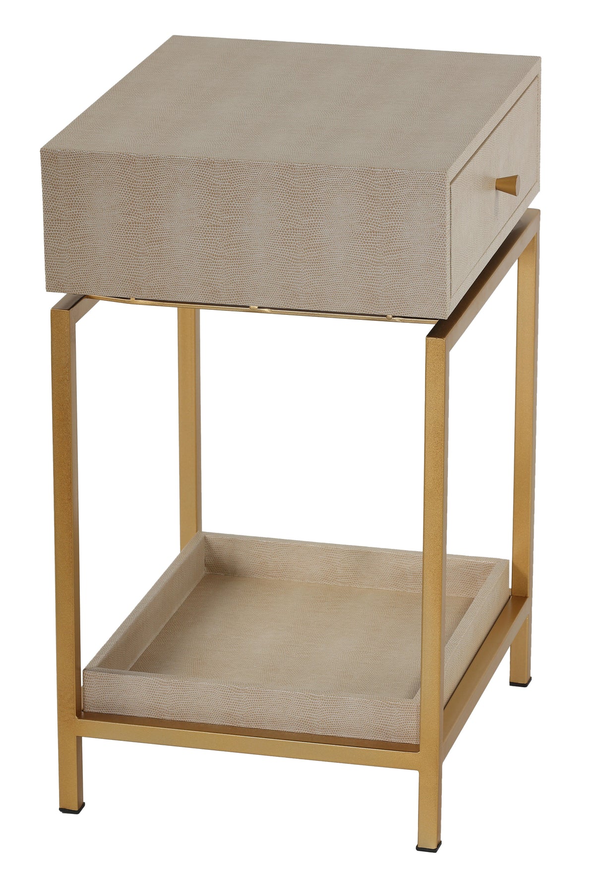 Cortesi Home Everett Nightstand End Table with Gold Metal Frame