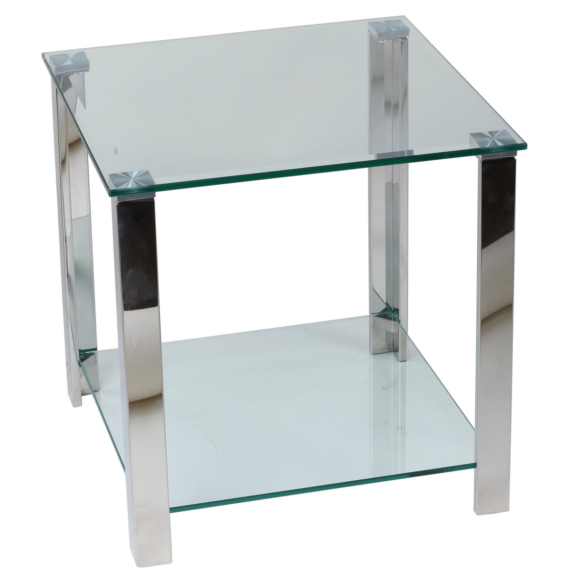 Cortesi Home Melissa Double Shelf Glass End Table, 20&quot;