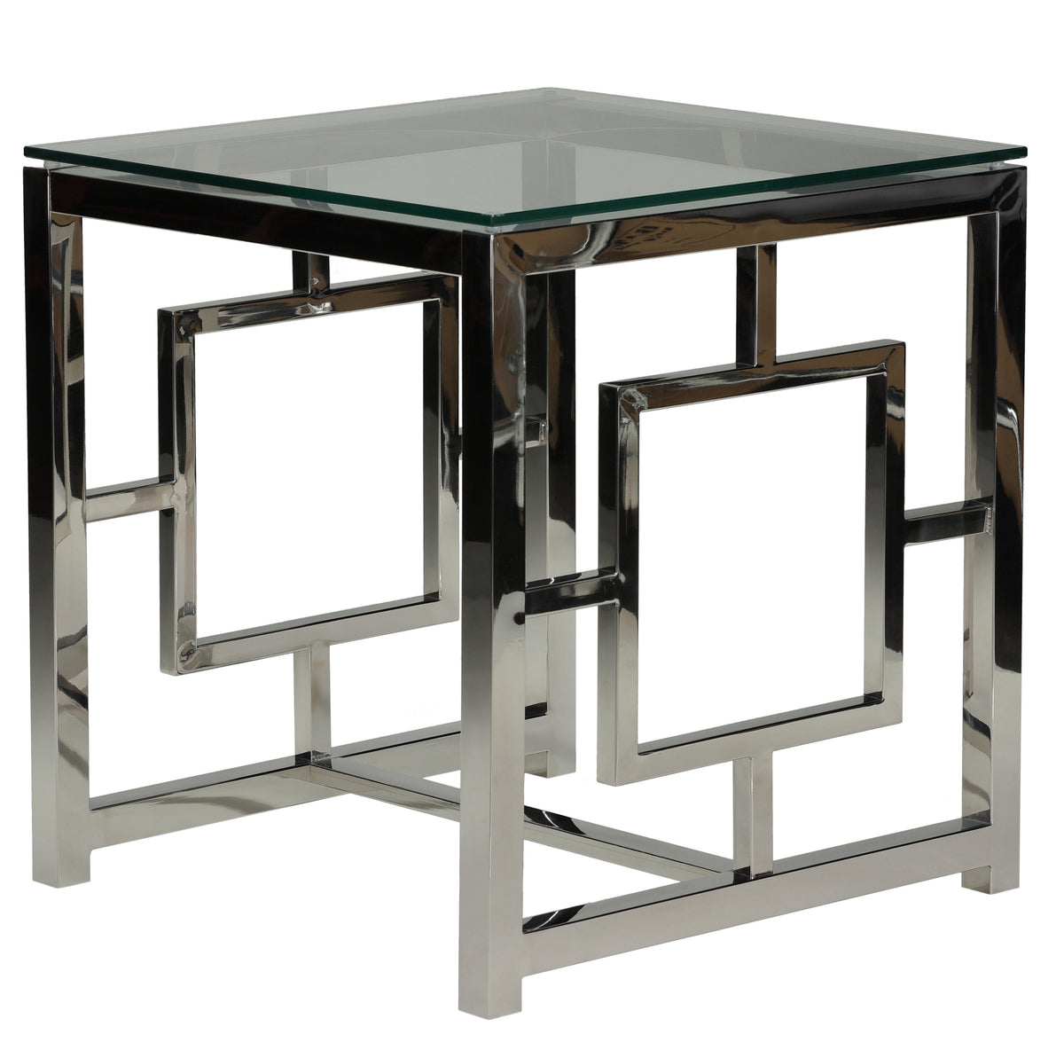 Cortesi Home Kamdyn Square Contemporary End Table, Metal &amp; Glass