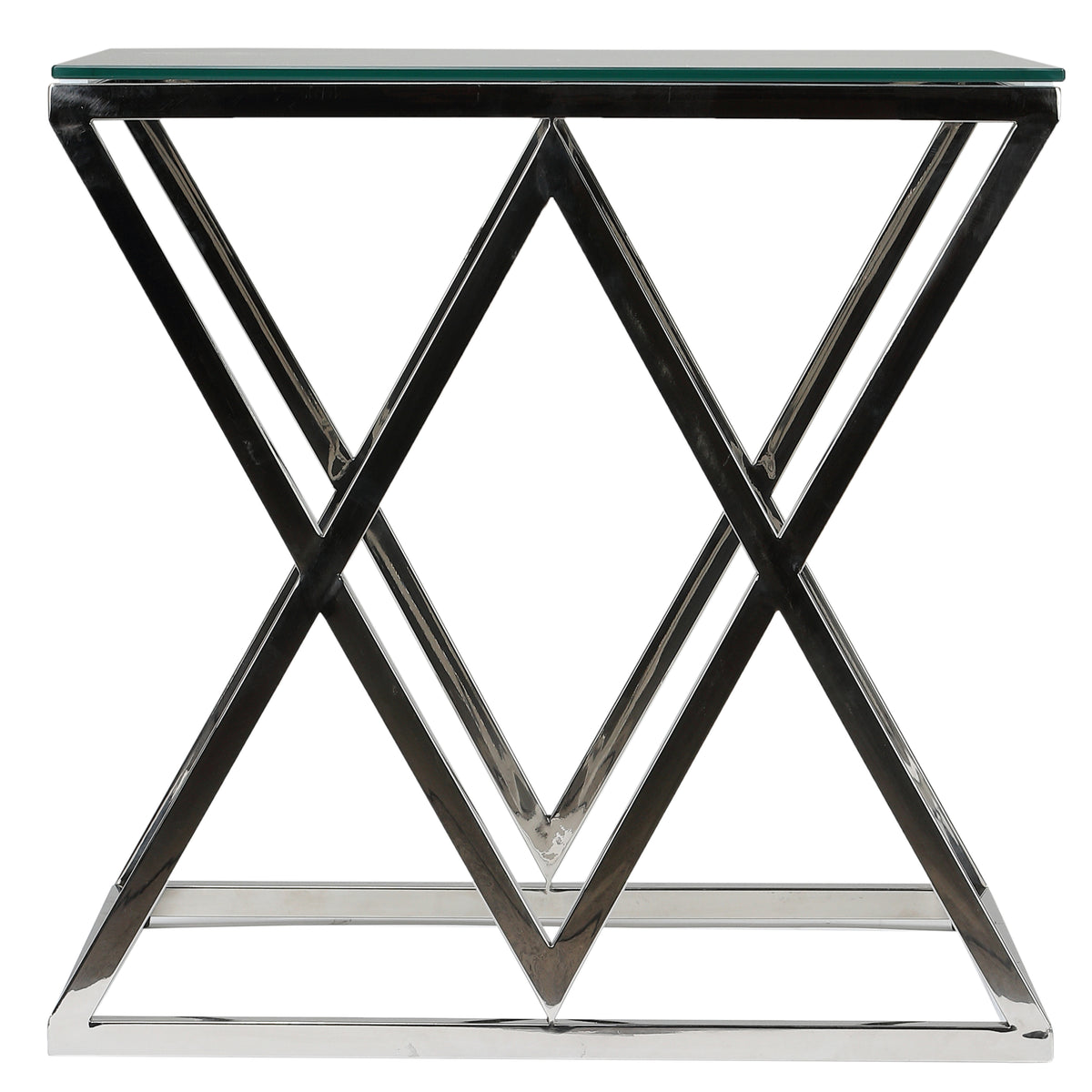 Cortesi Home Gwen Contemporary Glass End Table