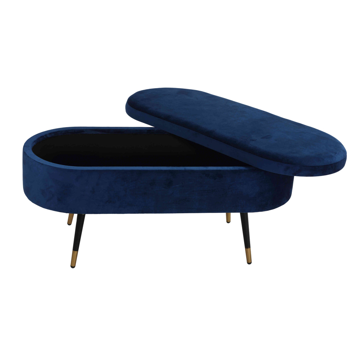 Cortesi Home Ruslan Oval Storage Ottoman, Navy