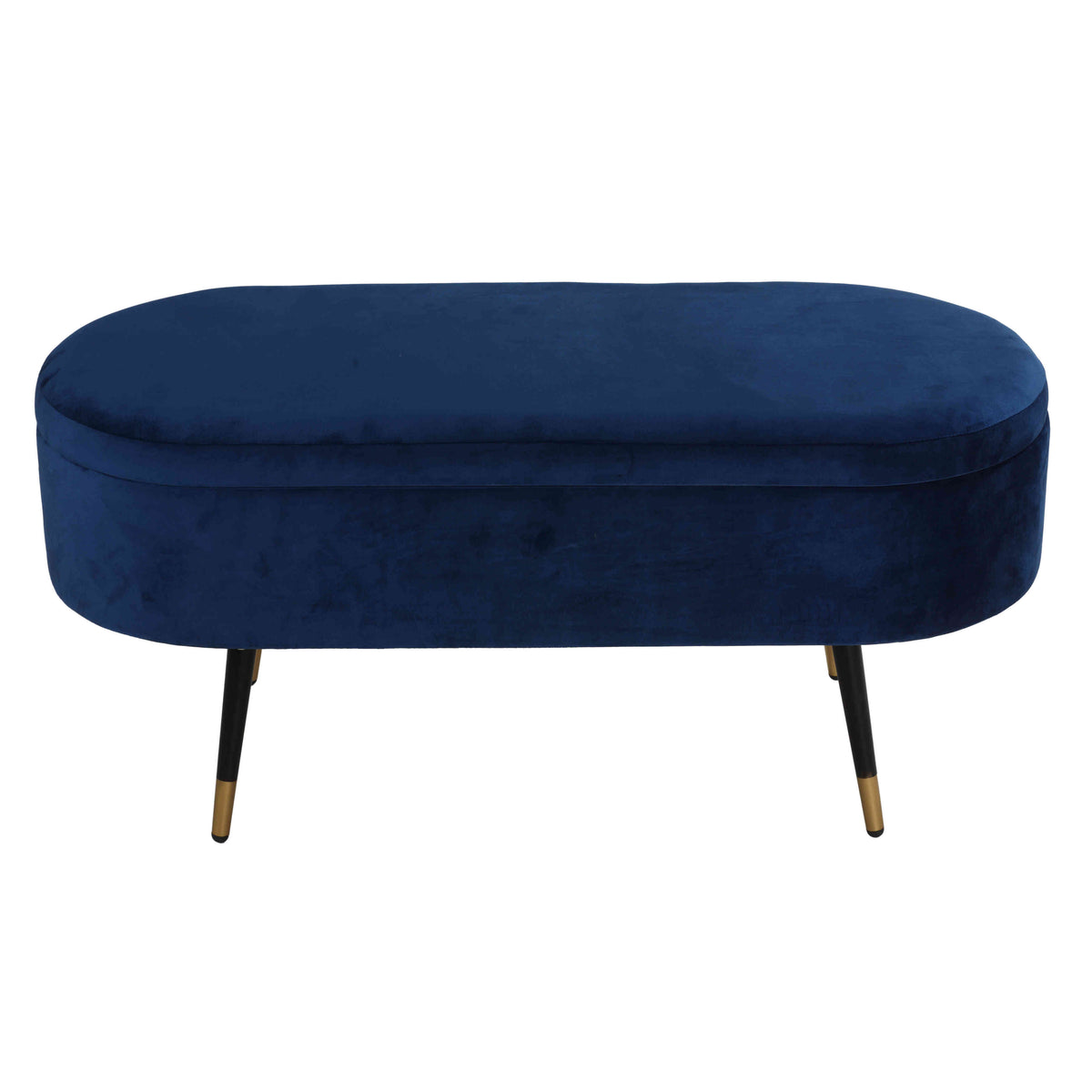 Cortesi Home Ruslan Oval Storage Ottoman, Navy